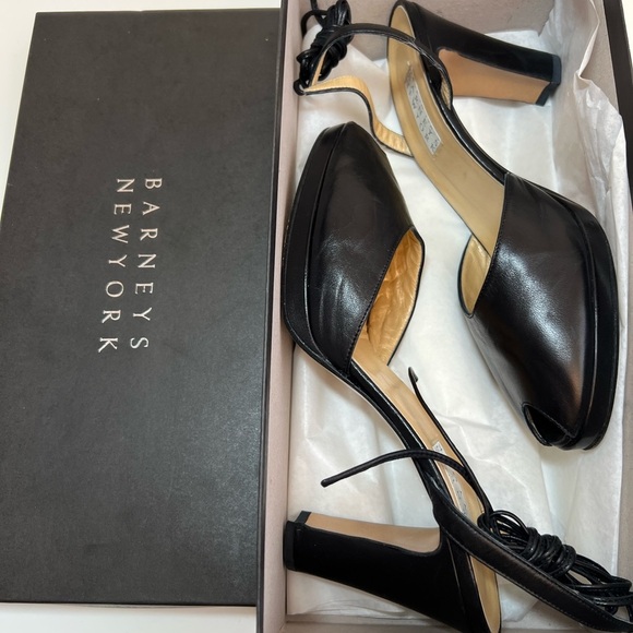 Barneys Newyork Open toe Leather wrap Ankle heel Shoes - Picture 6 of 16
